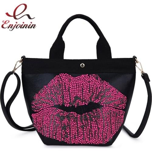 Sexy Lip Diamond Pu Leather Crossbody Bag for Women 2020 Fashion Shoulder Bag Tote Bag Female Purses and Handbags Shipping Bag