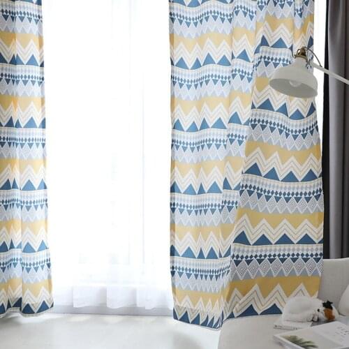 New Bohemian style curtaine printed curtain cotton linen printed curtain yarn living room bedroom study custom curtain tulle