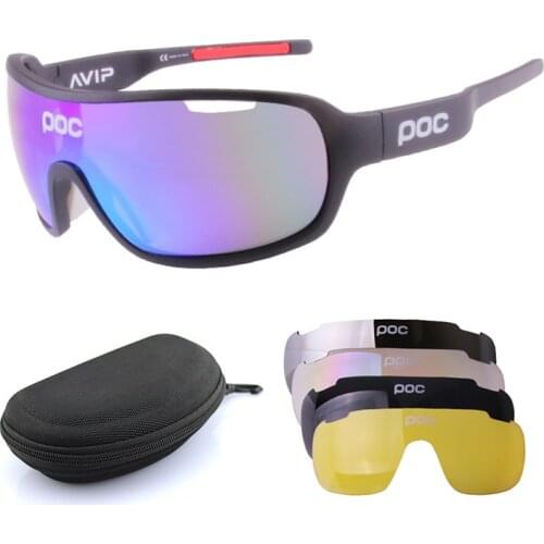 5 Lens POC Cycling Sunglasses Outdoor Sports Polarized Glasses Men Women Mountain Road Bike Eyewear MTB Cycling UV400 Goggles