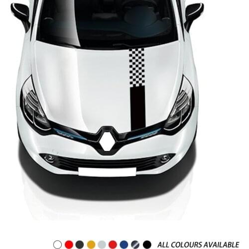 Car Styling Bonnet Hood Stickers Racing Sport Stripes Auto Engine Cover Decor Vinyl Decals For Renault Clio RS