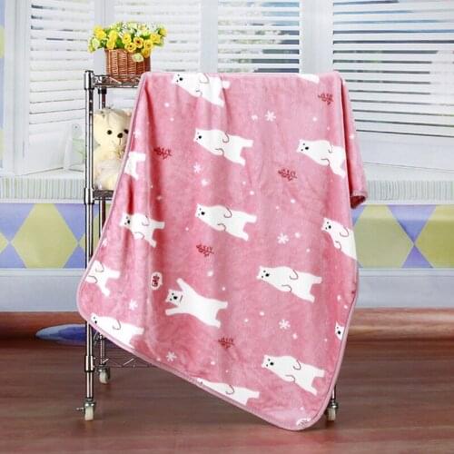 Cartoon bear Cat Printed Light Thin Flannel Blankets Soft Warm Coral Fleece Blanket Winter Sofa Warm kid Bed Blanket