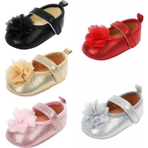 Baby Girls Cute Flower Princess Shoes Soft Bottom Non-Slip Toddler Kids Prewalkers 0-18M
