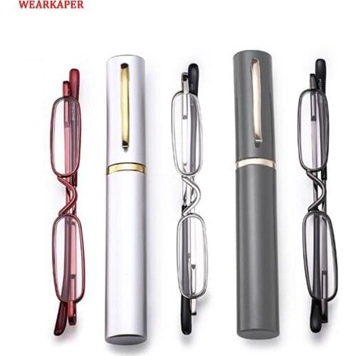 WEARKAPER Glass Lens Slim Reading Glasses Women Men Alloy Frame Rimmed Presbyopic Eyewear Mini Ultra light +1 to +4.0 Diopter