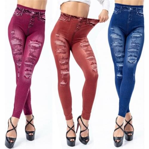 Ladies High Waisted Skinny Jeggings Ladies Ripped Stretchy Jeans Trousers Pants New
