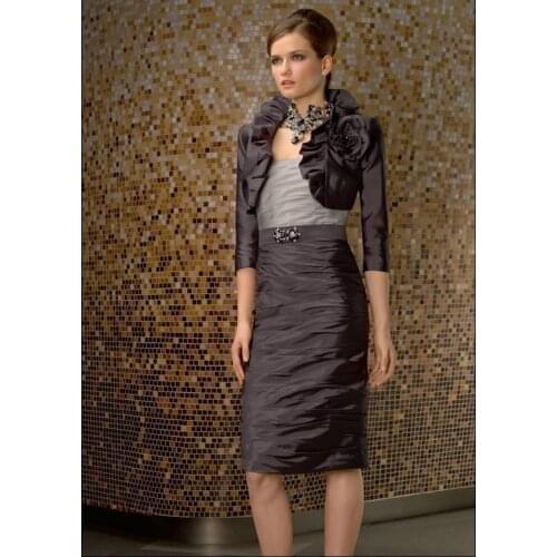 Free shipping customized 2016 vestidos formales wedding gowns long sleeve short Mother of the Bride Dresses with jacket