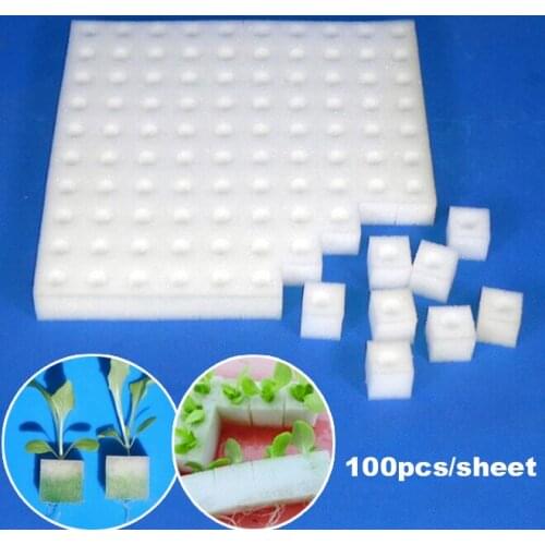 100pcs/sheet Garden Cultivation Plant White Sponge Soilless Culture Planting Hydroponic Vegetables Nursery Pots Cloning Collar