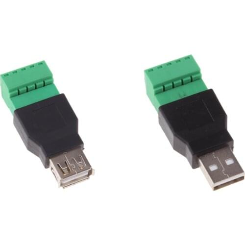 1x USB Male To 5 Pin + 1x USB Female To 5 Pin Screw Shield Terminal Adapters