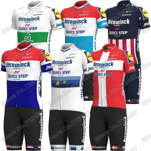 2021 Quick Step Cycling Jersey Set Men World Champion Europe Netherlands USA Ireland Cycling Clothing Race Road Bike Suit