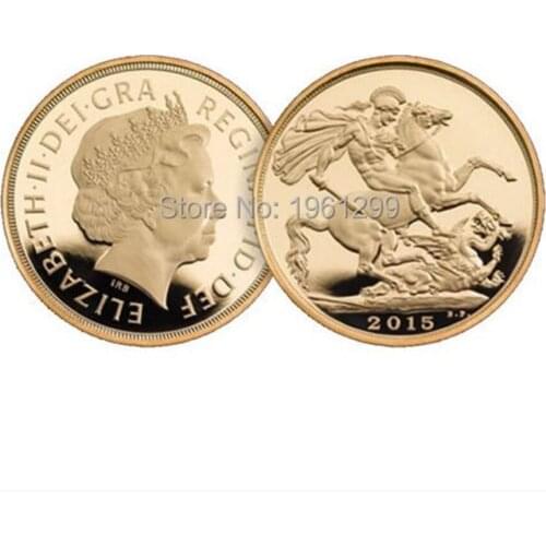 30pcs/lot 1oz UK British Sovereign Gold coin,St George slaying Dragon Reverse GOLD CLAD COIN