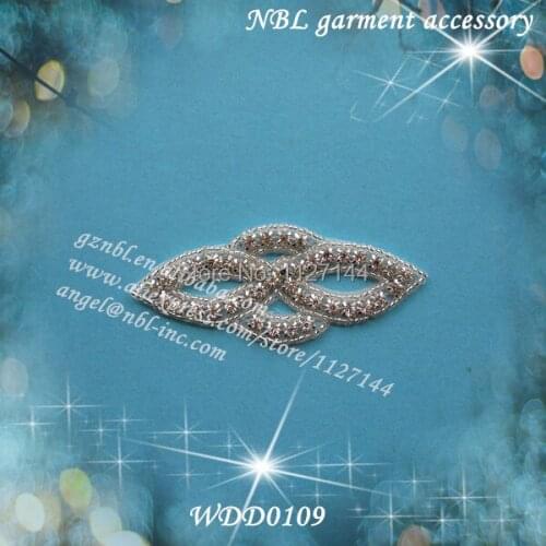 30PCS) Wholesale hand beaded rhinestone applique patch iron on for dress headband WDD0109