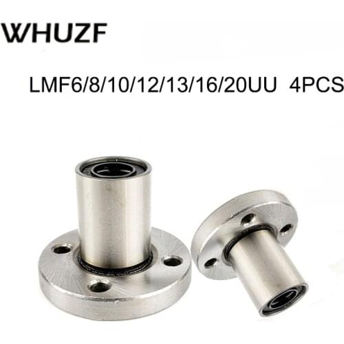 4pcs/lot LMF6UU LMF8UU LMF10UU LMF12UU LMF16UU LMF20UU Round Flange Linear Ball Bearing LMF8-LMF20 3D Printer Kande Bearings
