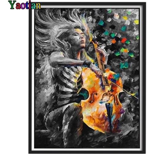5D Diamond Painting Abstract Graffiti Violin Woman Diamond Embroidery Full Square/Round Diamond Mosaic Home Decor Modern Art