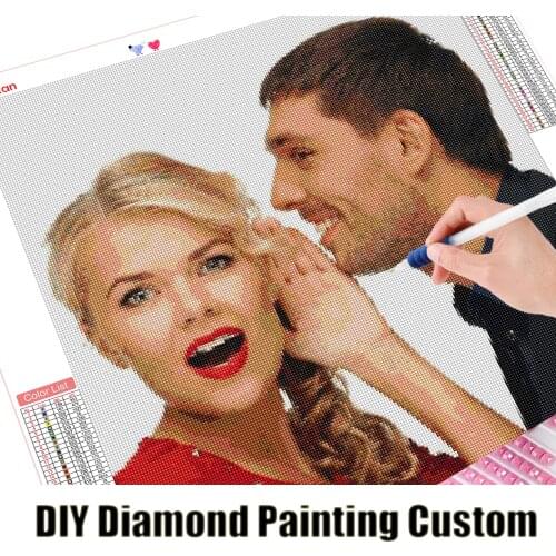 Huacan Photo Custom Diamond Painting Home Decoration 5D DIY Diamond Embroidery Full Round Mosaic Art Kits