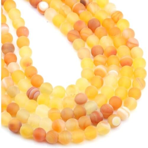 Natural stone beads Grind Arenaceous Orange Stripe Agates Round Ball loose beads for Jewelry Making Necklace DIY Accessories