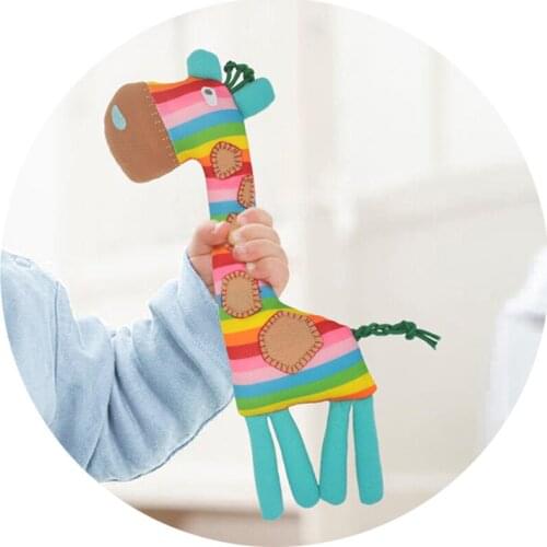 Baby Rattle Toys For Kids Cute Giraffe Development Rainbow Stuffed Soft Plush Giraffe Toys Children Baby Giftsfor Infant