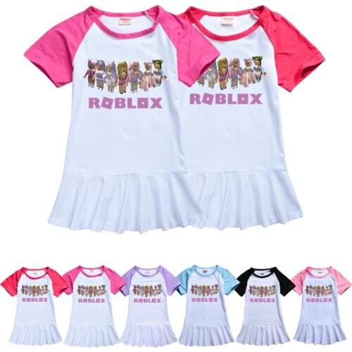 ROBLOX Kids Summer Dresses for Girls Skirt Baby Girls Short Sleeve Party Princess Dress Birthday Party Gift Childrens Clothing