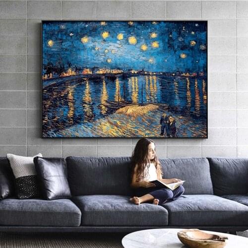 Van Gogh Starry Night Replica Impressionist Starry Night Canvas Painting Posters and Prints Wall Art for Room Home Decor Cuadros