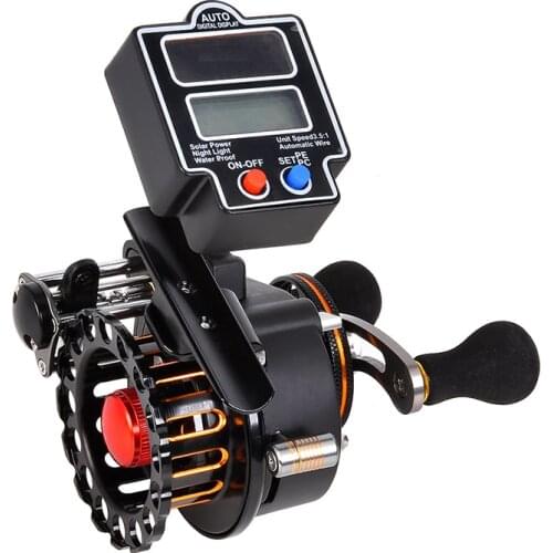 Solar Casting Fishing Reel 4 + 1 Ball Bearing 3.5:1 Gear Ratio Digital Line Counter Aluminum Alloy Spool Spinning Fishing Reels
