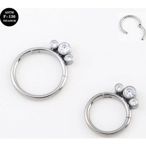 16G Implant Grade Titanium ASTM F136 Septum Piercing Clicker Twist Hinged Clicker Nose Ring Synthetic Opal Hoop Jewelry