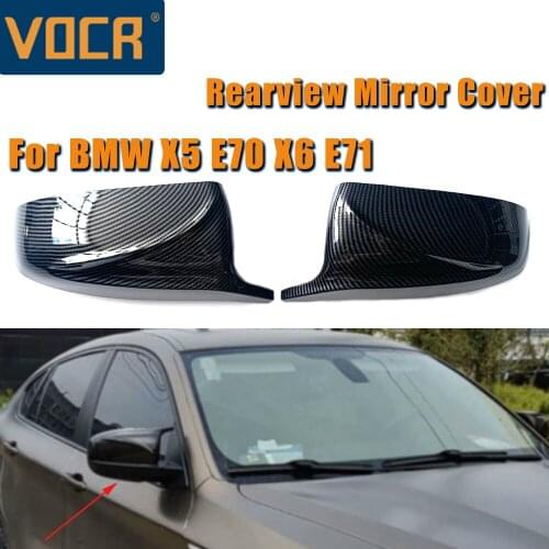 1 Pair M Look Rearview Mirror Cover For BMW X5 X6 E70 E71 2008-2013 Carbon Fiber Pattern Mirror Cover Caps