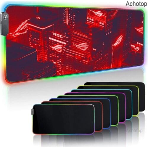 Anime ROG Gaming Mouse Pad Gamers Mat Computer Rgb Mousepads Large Gamer Diy Desk With Backlight Table Keyboard Anime Pad XXL