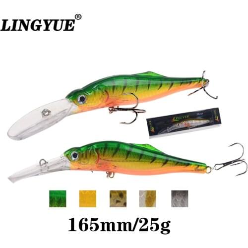 LINGYUE Big Minnow 165mm/25g Artificial Deep Diving Fishing Lures Rattling Crankbait Professional Pesca Isca Bait Wobbler