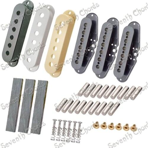 A Set 3 Pcs Single Coil Pickup Kits Producing Accessories/Slug Bobbins/Pickup Cover/Bar Magnet/Pole Slugs /Black White Cream