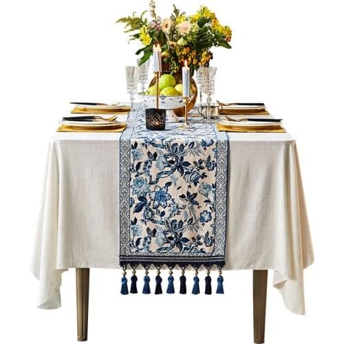 Table Runners Tassel Linen Cotton Tea Table Shose Cabinet Cover Table Flag Table Runner Decoration Home Decor