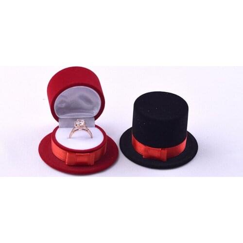 New Cute Straw Hat Velvet Rings Jewelry Box Earring Ear Stud Case Gift Container Carrying Cases For Rings Display Box