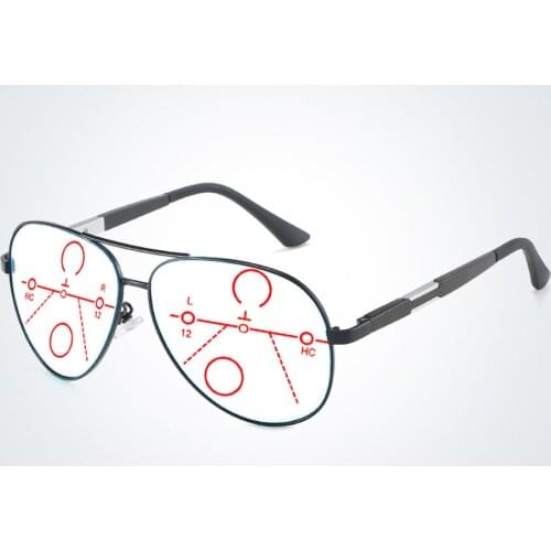 Oversized Al-mg Alloy Leg Frame Pilot Progressive Multifocal Reading Glasses +0.75 +1 +1.25 +1.5 +1.75 +2 +2.25 +2.5 +2.75 To +4