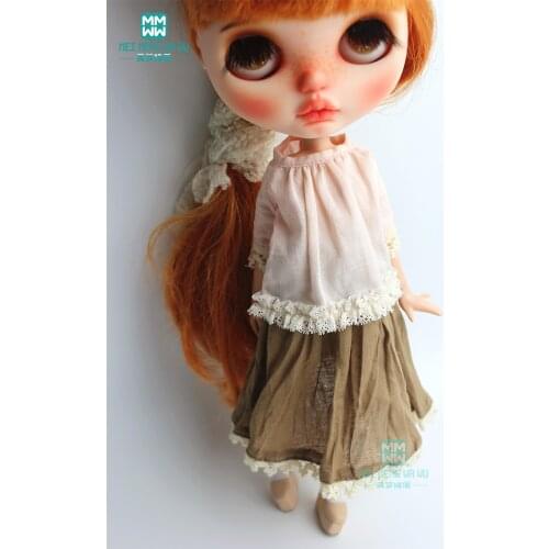 Clothes for doll fit White shirt, hole jeans for Blyth Azone 1/6 doll accessories