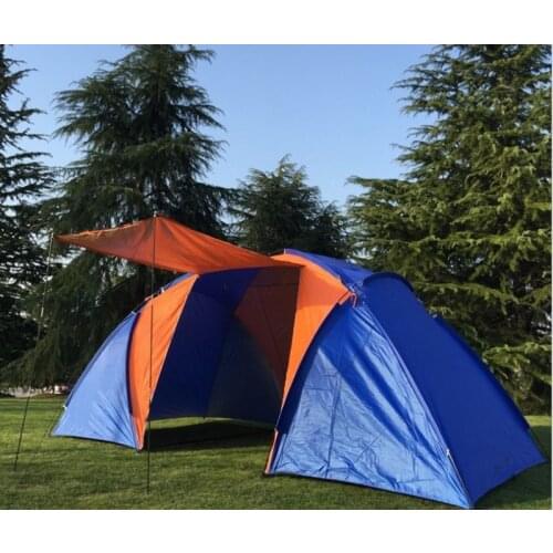 5-6persons luxury 2room 1hall double layer large family outdoor camping tent without the bottom aluminum mat