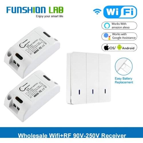Tuya smart Life App Switch Light Wifi and RF Wireless Remote Control Switch 1 2 3 gang Wall Panel button Receiver