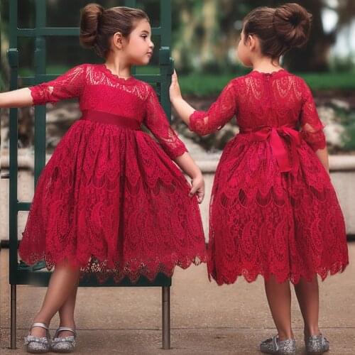 Girls Full Sleeve Dresses Lace Mesh Tutu Dress For Kids Birthday Party Elegant Casual Clothing Winter Autumn Wedding Vestidos