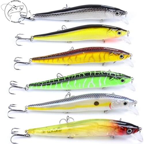 1Pcs 3D Painted Stripe Minnow Fishing Lures 11.9cm/14.7g Freshwater Jerkbait Bass Diving Perch Wobbler Beach Trailer Bait