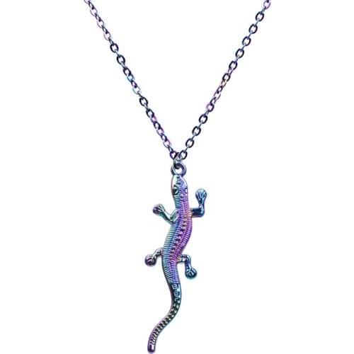 Animal Series Lizard Rainbow Pendant Necklaces For Women Men Chain On The Neck Decoration Choker Womans Jewelry Necklace Trendy