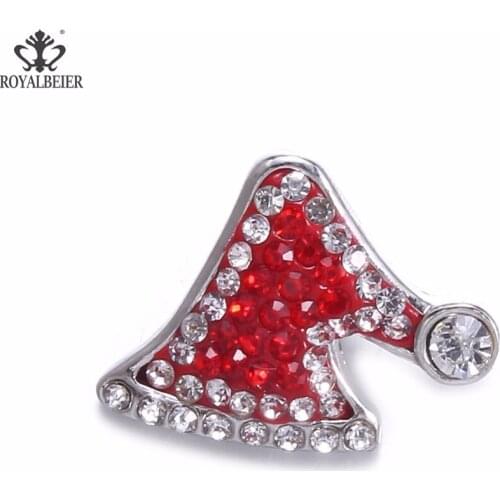 ROYALBEIER Mix Christmas Rhinestone Crystal Metal Snap Button fit 18/20mm DIY Snap Accessories For Women Jewelry KM0103