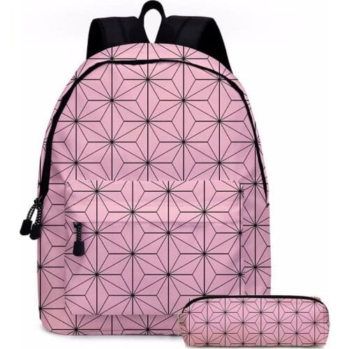 Anime Demon Slayer 3D Printing Polyester Shoulder Bags Kawaii Customized Backpacks Endurable Boys Girls Travel School Bags