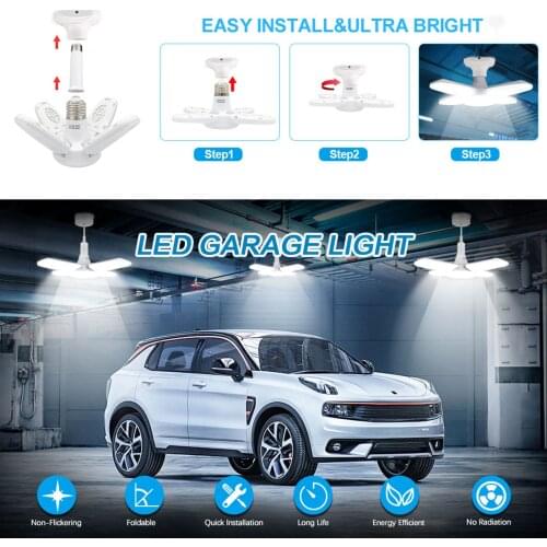 LED Garage Lights- Dimmable Garage Lights Ceiling with 4 Adjustable Panels for Garages Workshop indoor outdoor warehouse
