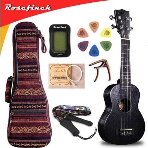 23 inch Black Ukulele Concert Soprano Mini Hawaii Guitar Tuner Capo Bag Strings Strap 6 Picks Gift Guitar UKE UK2335B