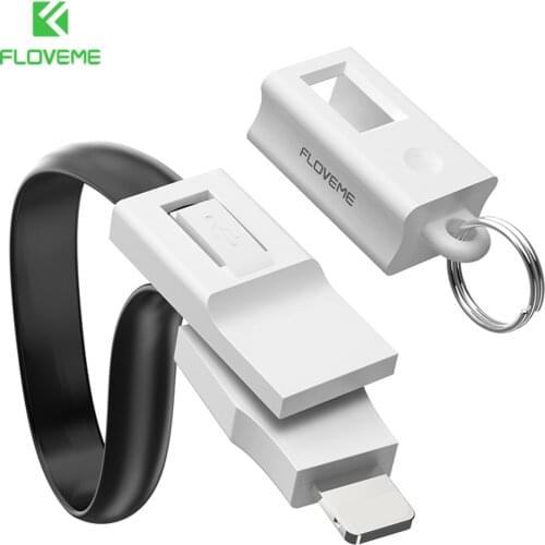 FLOVEME Keychain USB Cable For iPhone 11 Pro 7 8 Lighting Micro USB Charger Cable For Xiaomi TPE Phone Charging Cable Wire Data