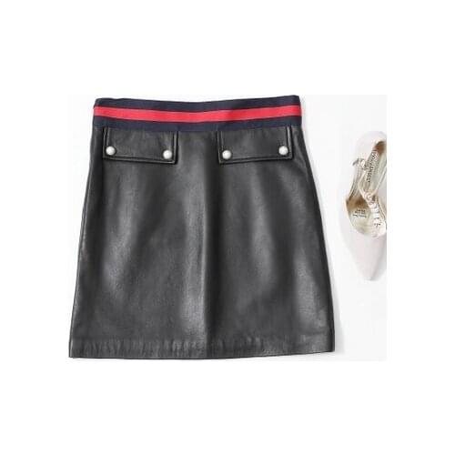 Top brand High Sheepskin Slim Waist Wrap Hip Skirt high quality