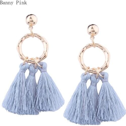 Bohemia Multi Tassel Studs Earrings For Women Ethnic Geo Alloy Pendant Post Earrings Chunky Earrings Fashion Jewelry Pendientes