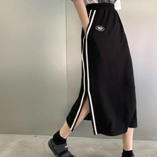 Woman Skirts Split Black A-line Skirt Female Summer New Style Skirt High Waist Temperament Was Thin One Step Mid-length Skirt
