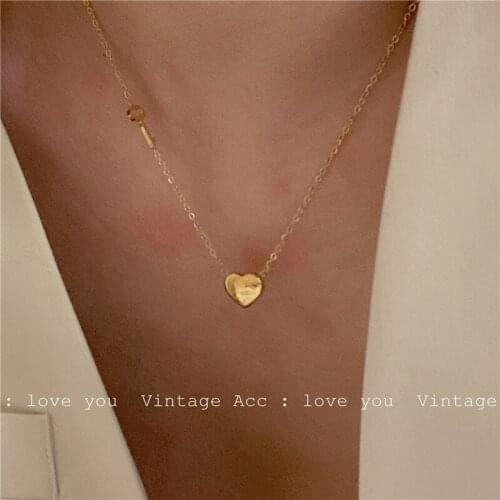 Fashion Retro Love Titanium Steel Necklace INS Metal Gold Necklace Female Temperament Commuter Titanium Steel Necklace Trend