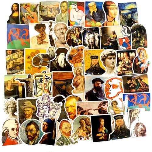 10/30/50PCS World Artist David Mona Lisa Stickers Motorcycle Travel Luggage Guitar Skateboard Waterproof Classic Toy Stickers