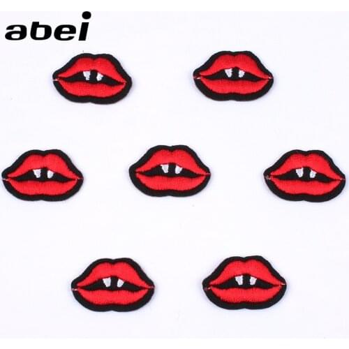 10pcs/lot Small Mouth Patches Cartoon Funny mini Stickers DIY Patchwork Crafts Handmade Fabric Appliques Garment Motif Badge