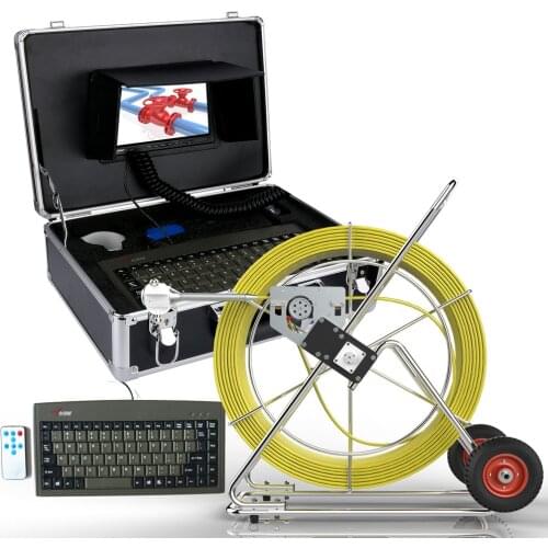 100M 7"LCD DVR Drain Pipe Sewer Inspection Camera System with length counter & keyboard