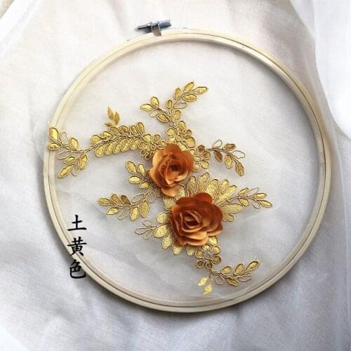 3D Flower embroidered patch applique for wedding evening dress sewing lace fabric patch clothing decoration patches accessories