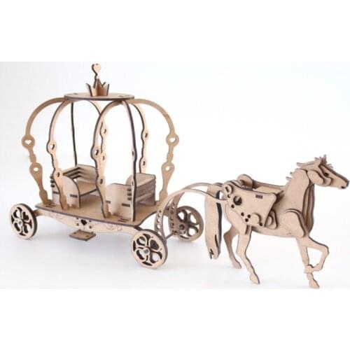 3d Wooden Princess Horse Car Puzzle, 3 plate, 85 Piece Fitting dimensions: 40x10x21 cm Demountable dimensions 30x27x0,3 cm